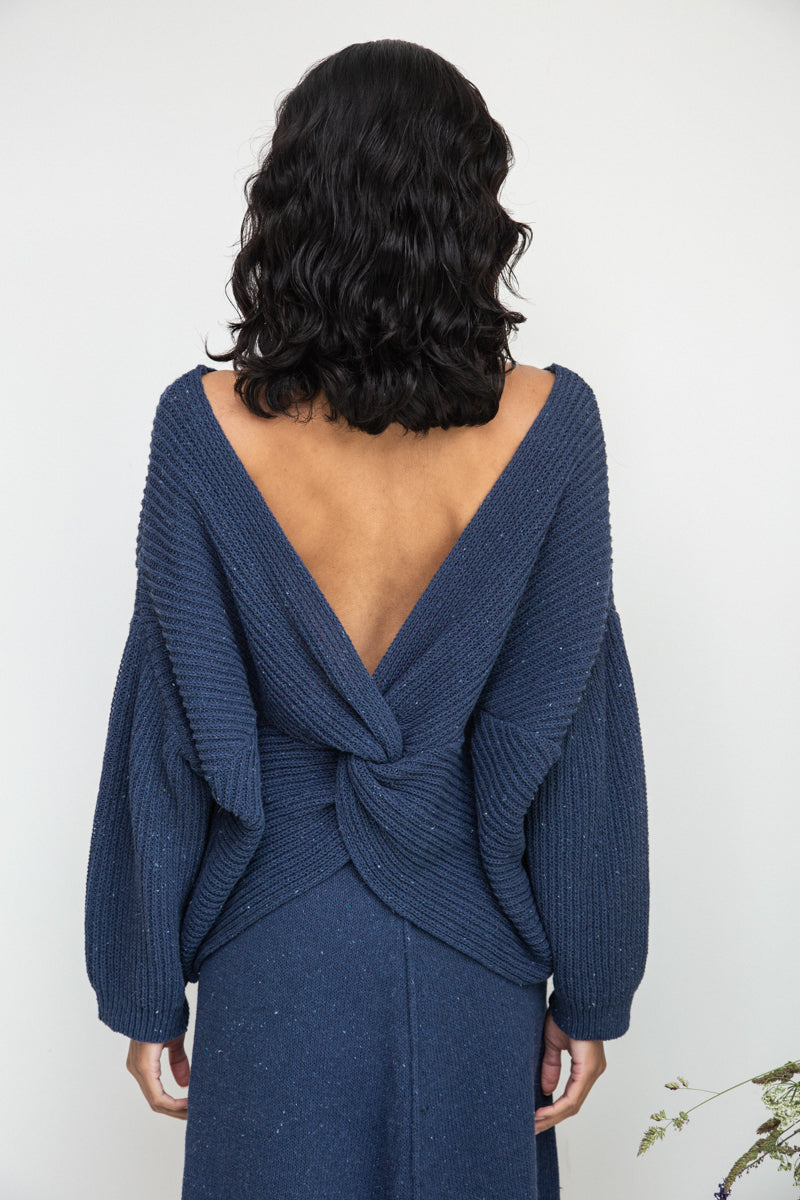 Brooke-Leigh Recycled Cotton Jumper in Denim Blue Sample