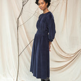 Alena Organic Cotton Velour Dress in Night Sky Navy