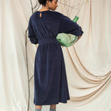 Alena Organic Cotton Velour Dress in Night Sky Navy