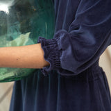 Alena Organic Cotton Velour Dress in Night Sky Navy