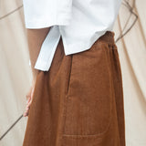 Alma-Leigh Recylced Cotton Denim Skirt in Bark Brown