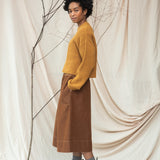Alma-Leigh Recylced Cotton Denim Skirt in Bark Brown