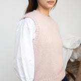 Arosa Mohair Knitted Vest in Shell Pink by HANNAH BEAUMONT