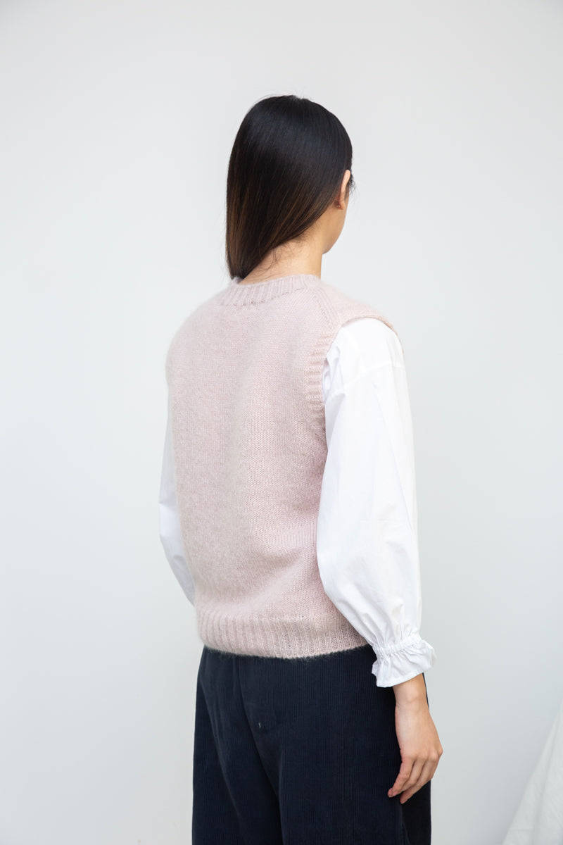 Arosa Mohair Knitted Vest in Shell Pink
