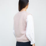 Arosa Mohair Knitted Vest in Shell Pink by HANNAH BEAUMONT