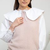 Arosa Mohair Knitted Vest in Shell Pink by HANNAH BEAUMONT