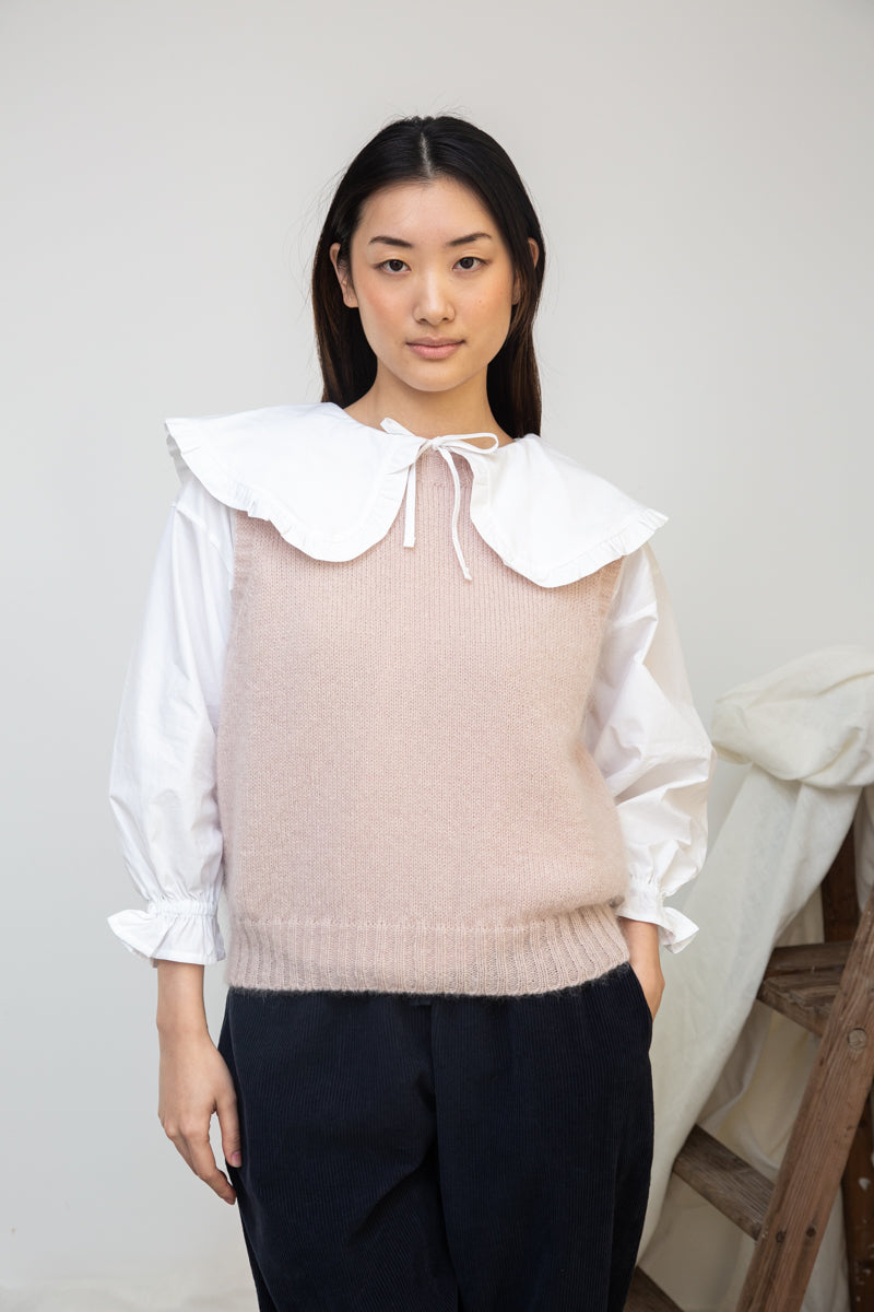 Arosa Mohair Knitted Vest in Shell Pink