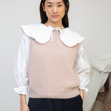 Arosa Mohair Knitted Vest in Shell Pink by HANNAH BEAUMONT