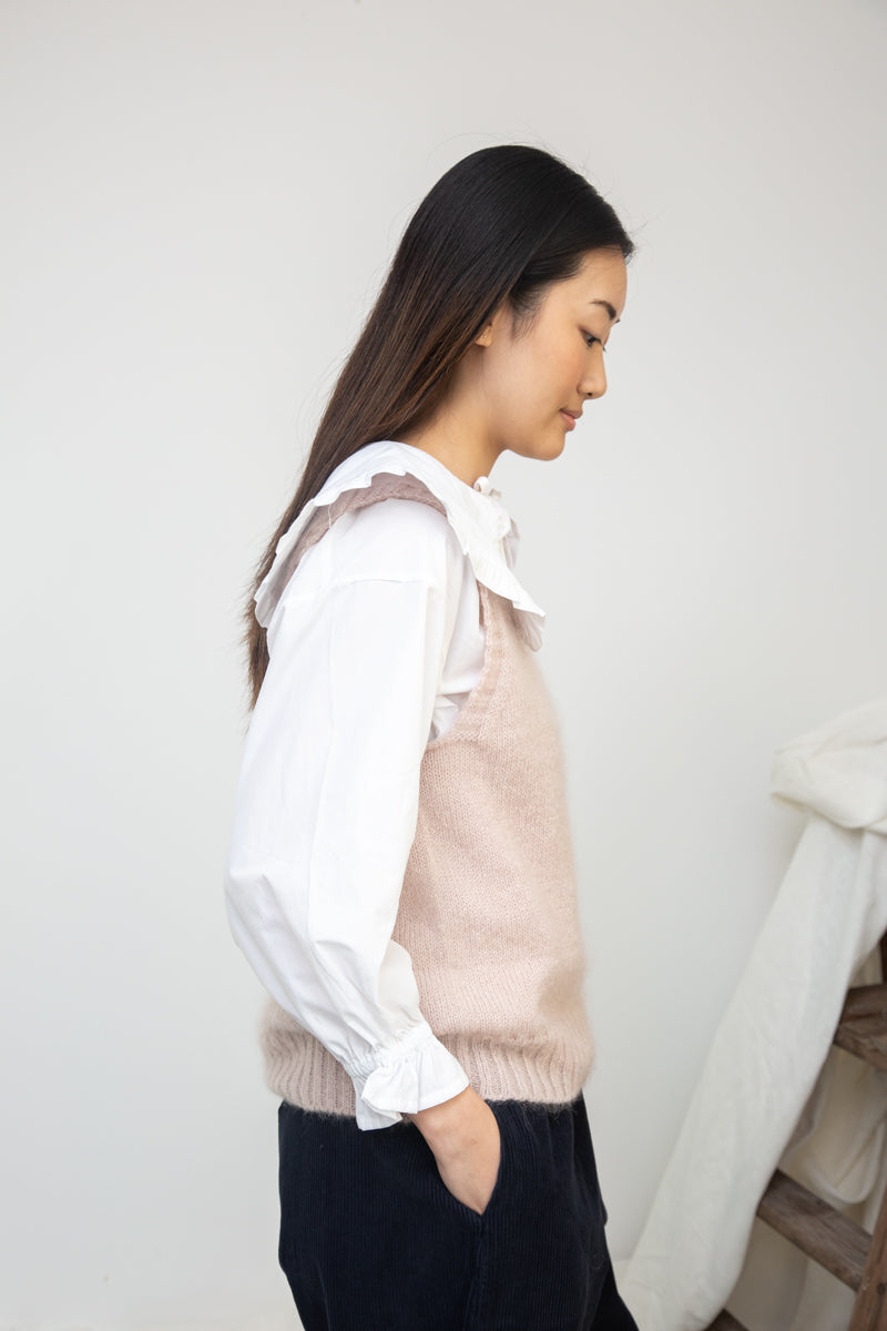 Arosa Mohair Knitted Vest in Shell Pink