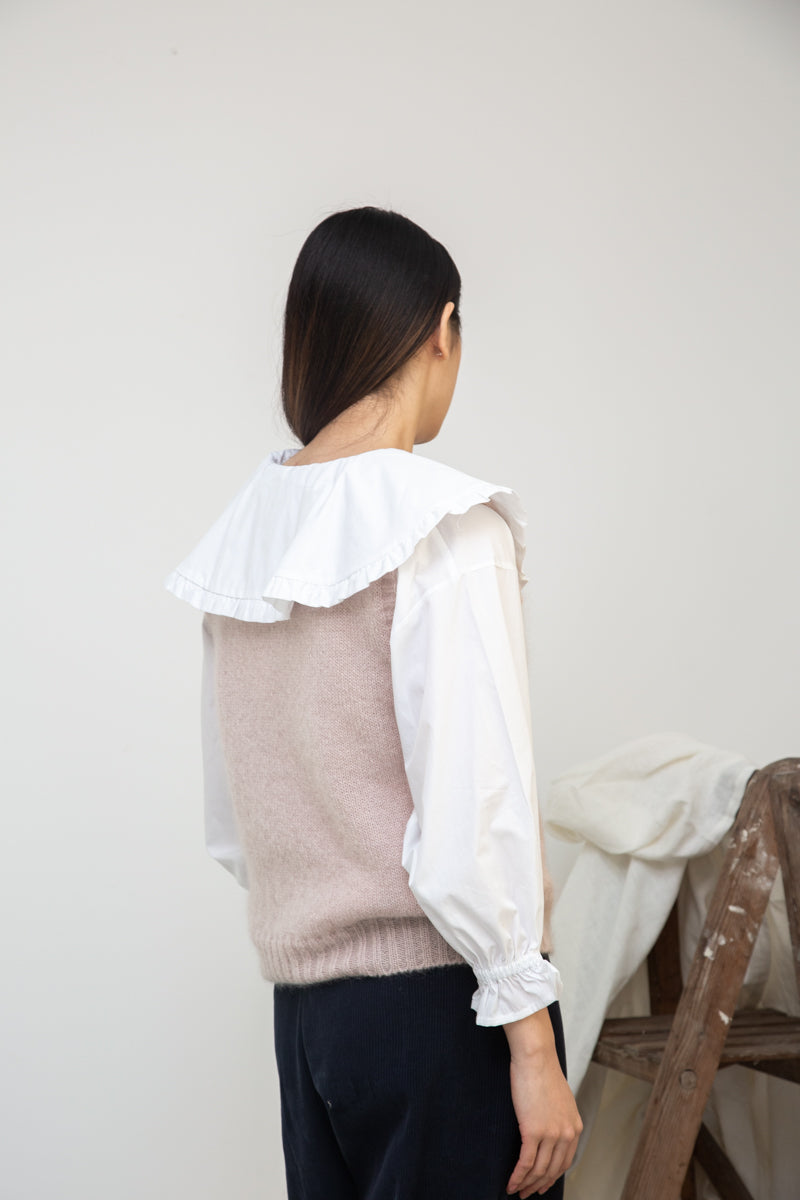 Arosa Mohair Knitted Vest in Shell Pink