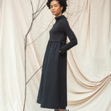 Birch Organic Cotton Jersey and Poplin Dress in Black