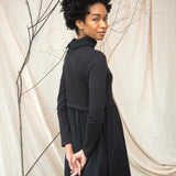 Birch Organic Cotton Jersey and Poplin Dress in Black