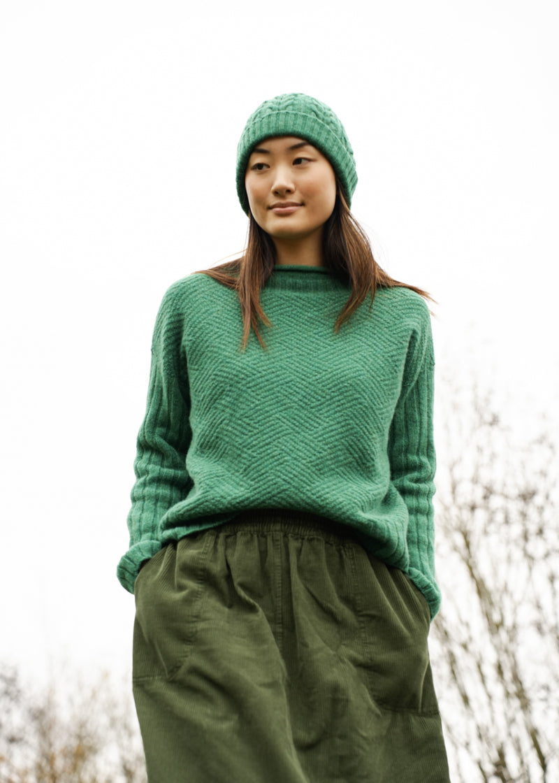 Brogan Lambswool Knitted Hat in Emerald
