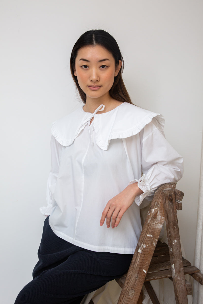 Camilla Organic Cotton Poplin Blouse in White