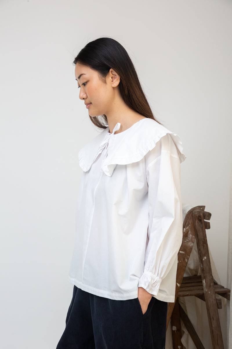 Camilla Organic Cotton Poplin Blouse in White