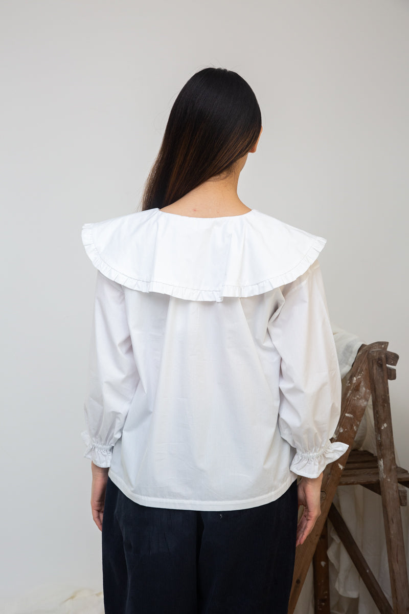 Camilla Organic Cotton Poplin Blouse in White