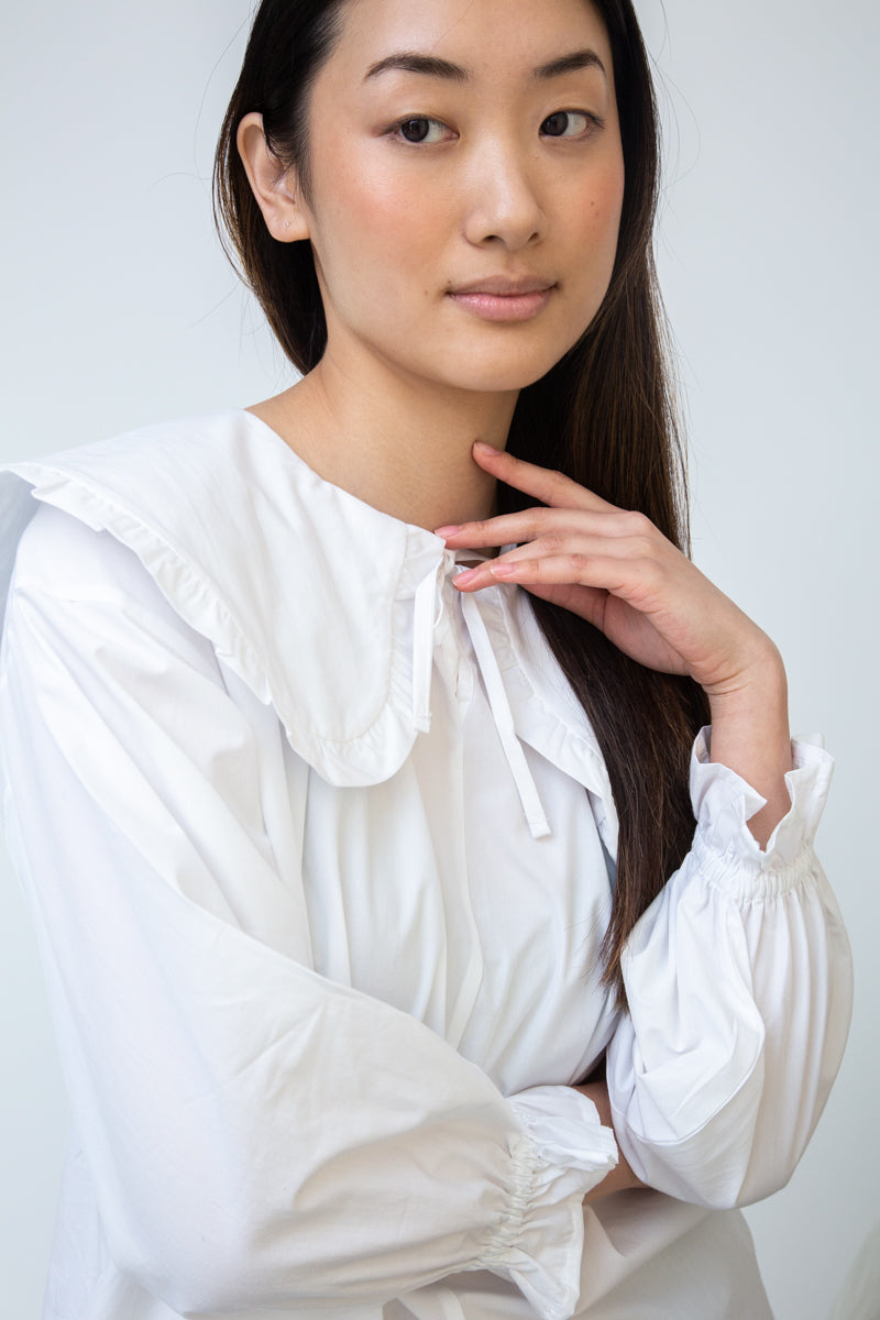 Camilla Organic Cotton Poplin Blouse in White