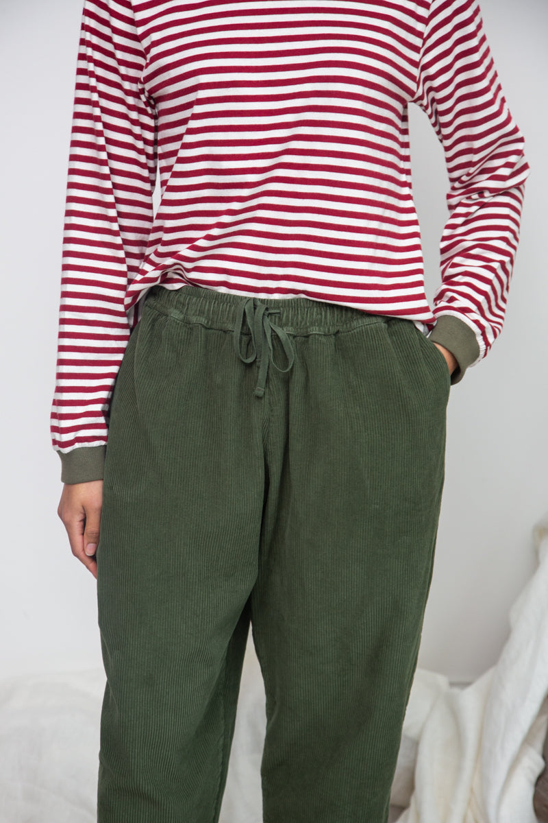 Cedar Organic Cotton Corduroy Trousers in Khaki