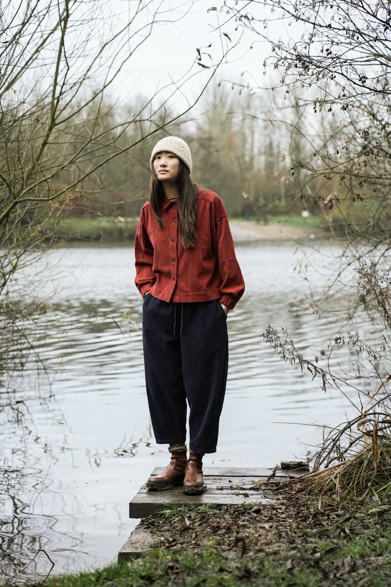 Cedar Organic Cotton Corduroy Trousers in Night Sky Navy