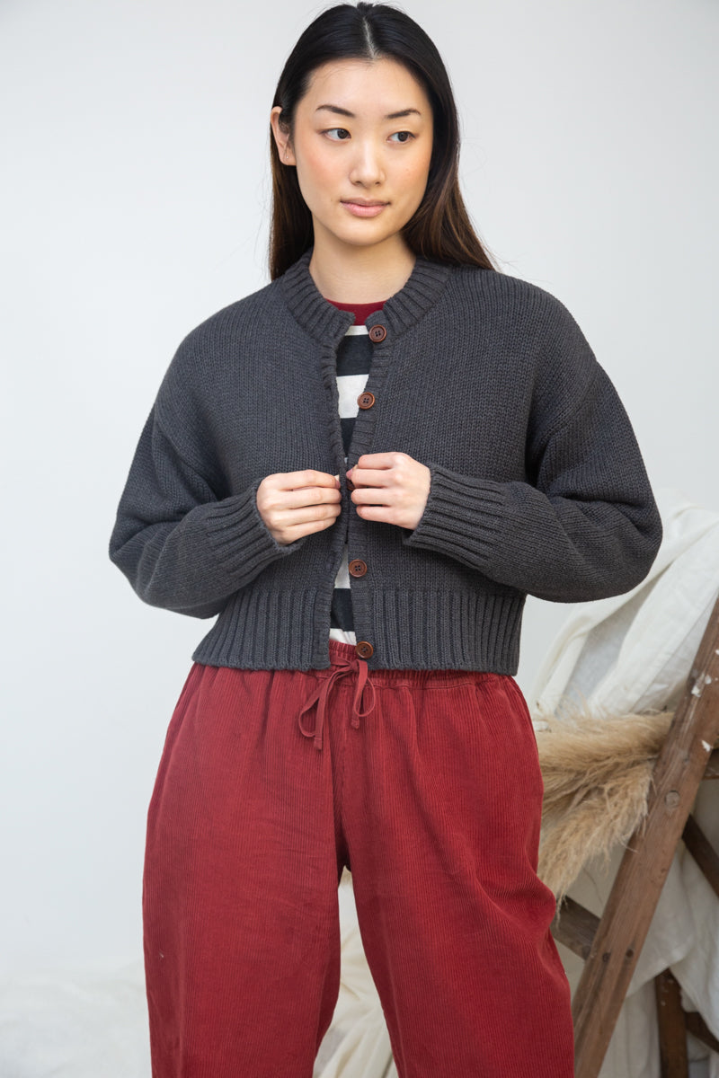 Cedar Organic Cotton Corduroy Trousers in Soft Burgundy