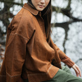Dylan-Leigh Recycled Cotton Denim Overshirt in Bark Brown
