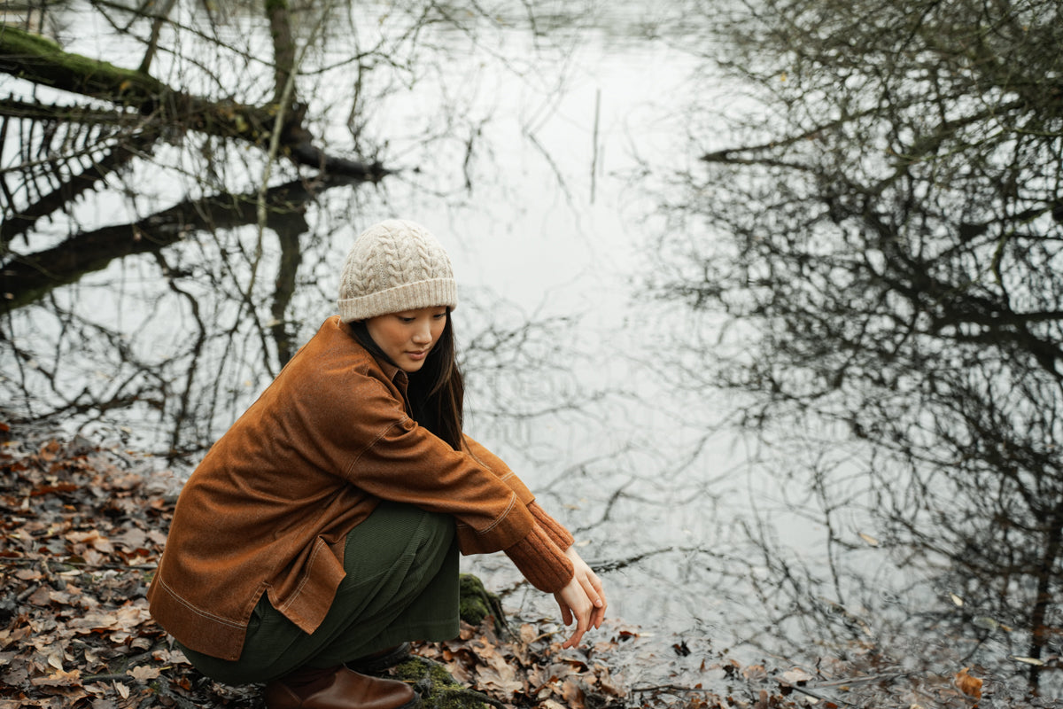 Dylan-Leigh Organic Cotton Denim Overshirt in Bark Brown