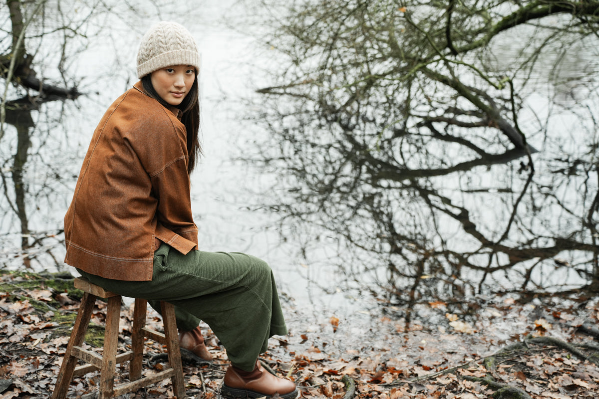Dylan-Leigh Organic Cotton Denim Overshirt in Bark Brown