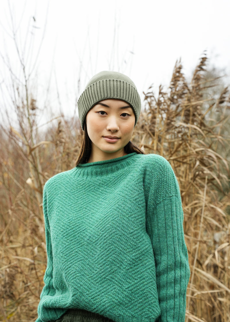 Evie Organic Cotton Knitted Hat in Soft Khaki