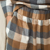 Evora-Cay Recycled Cotton Blend Brushed Twill Check Trousers in Tan Check