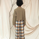 Evora-Cay Recycled Cotton Blend Brushed Twill Check Trousers in Tan Check