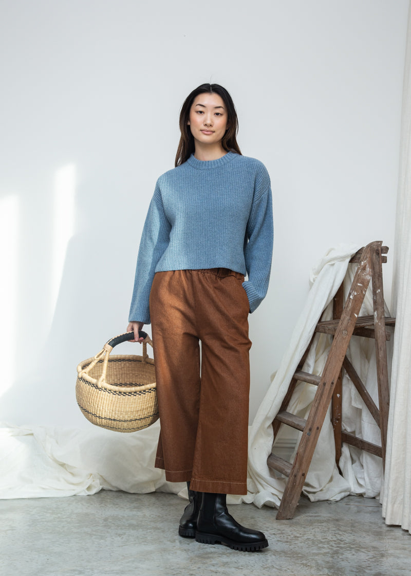 Evora-Leigh Recycled Cotton Denim Trousers in Bark Brown