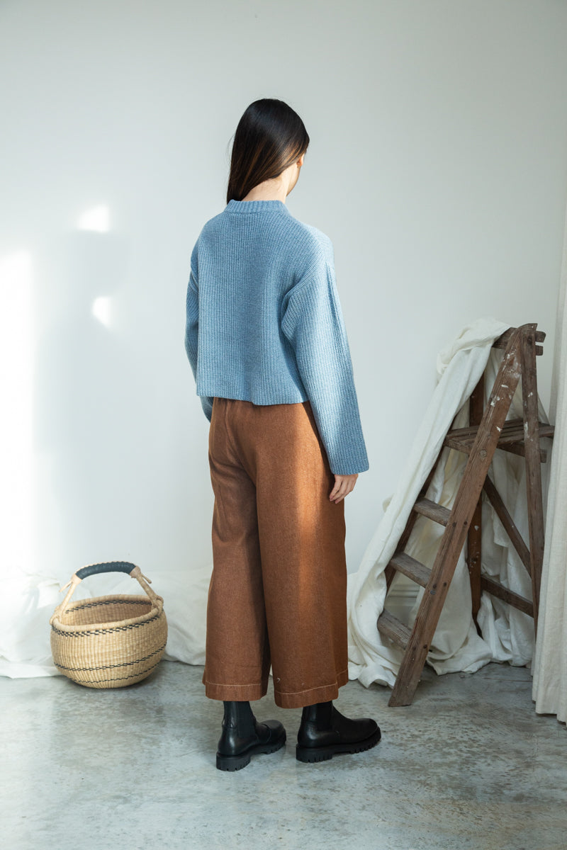 Evora-Leigh Organic Cotton Denim Trousers in Bark Brown