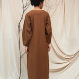 Gale-Leigh Recycled Cotton Denim Dress in Bark Brown