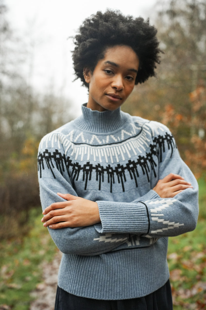 Hawthorne Recycled Wool Knitted Jumper in Sky Blue