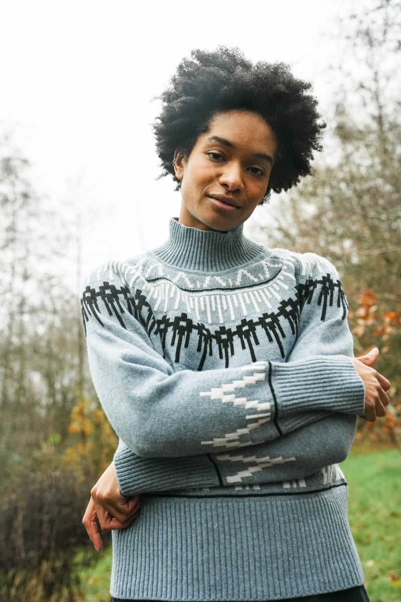 Hawthorne Recycled Wool Knitted Jumper in Sky Blue