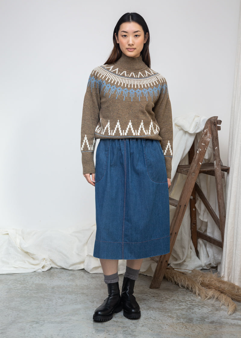 Hawthorne Recycled Wool Knitted Jumper in Taupe Marl