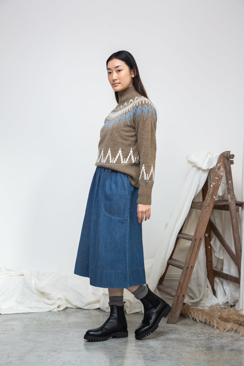 Hawthorne Recycled Wool Knitted Jumper in Taupe Marl