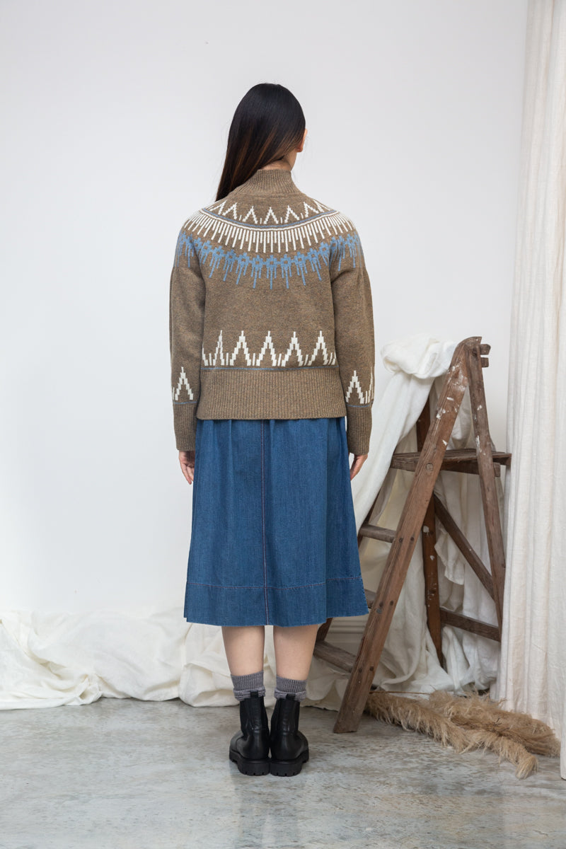 Hawthorne Recycled Wool Knitted Jumper in Taupe Marl