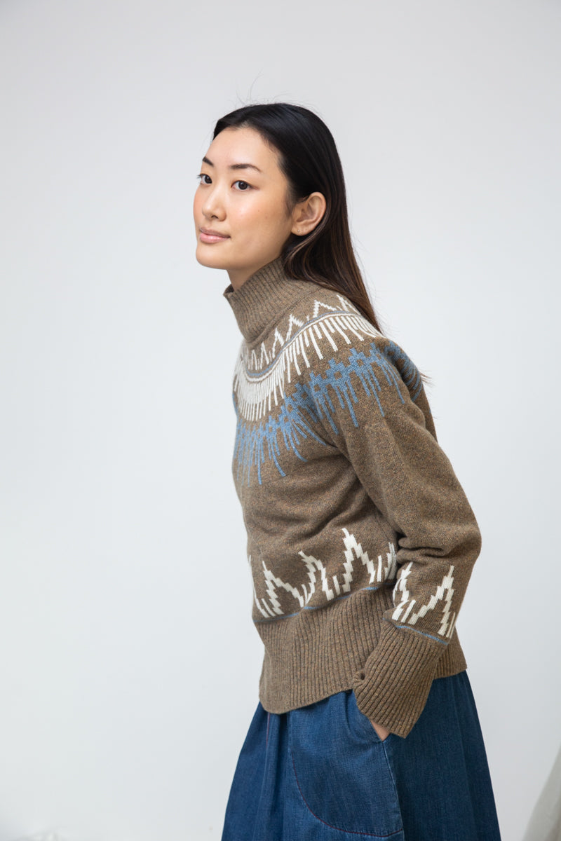 Hawthorne Recycled Wool Knitted Jumper in Taupe Marl