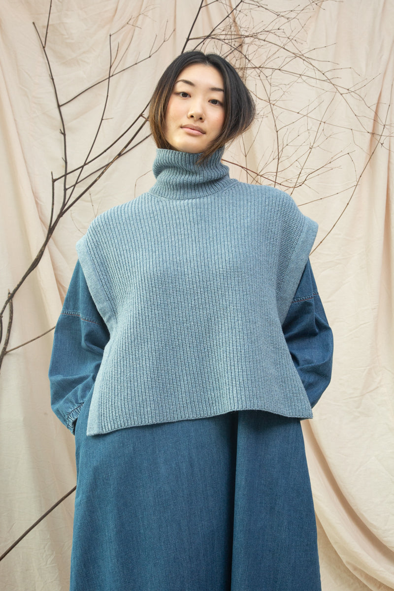 Kanon Recycled Wool Knitted Vest in Sky Blue Marl