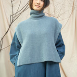 Kanon Recycled Wool Knitted Vest in Sky Blue Marl