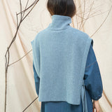 Kanon Recycled Wool Knitted Vest in Sky Blue Marl