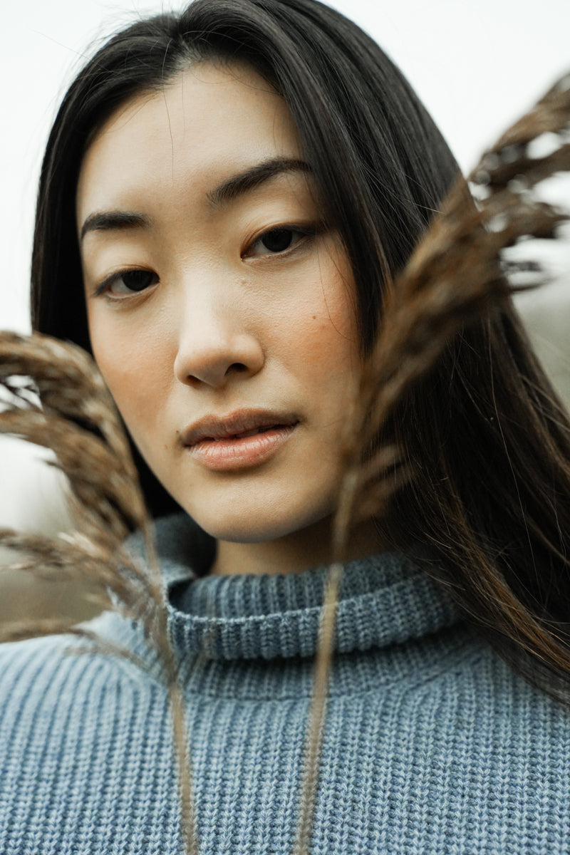 Kanon Recycled Wool Knitted Vest in Sky Blue Marl