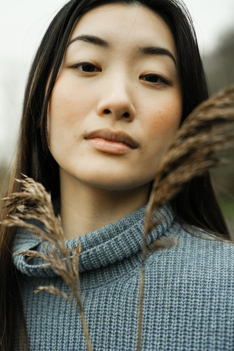 Kanon Recycled Wool Knitted Vest in Sky Blue Marl