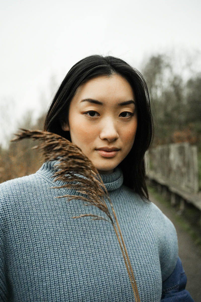 Kanon Recycled Wool Knitted Vest in Sky Blue Marl