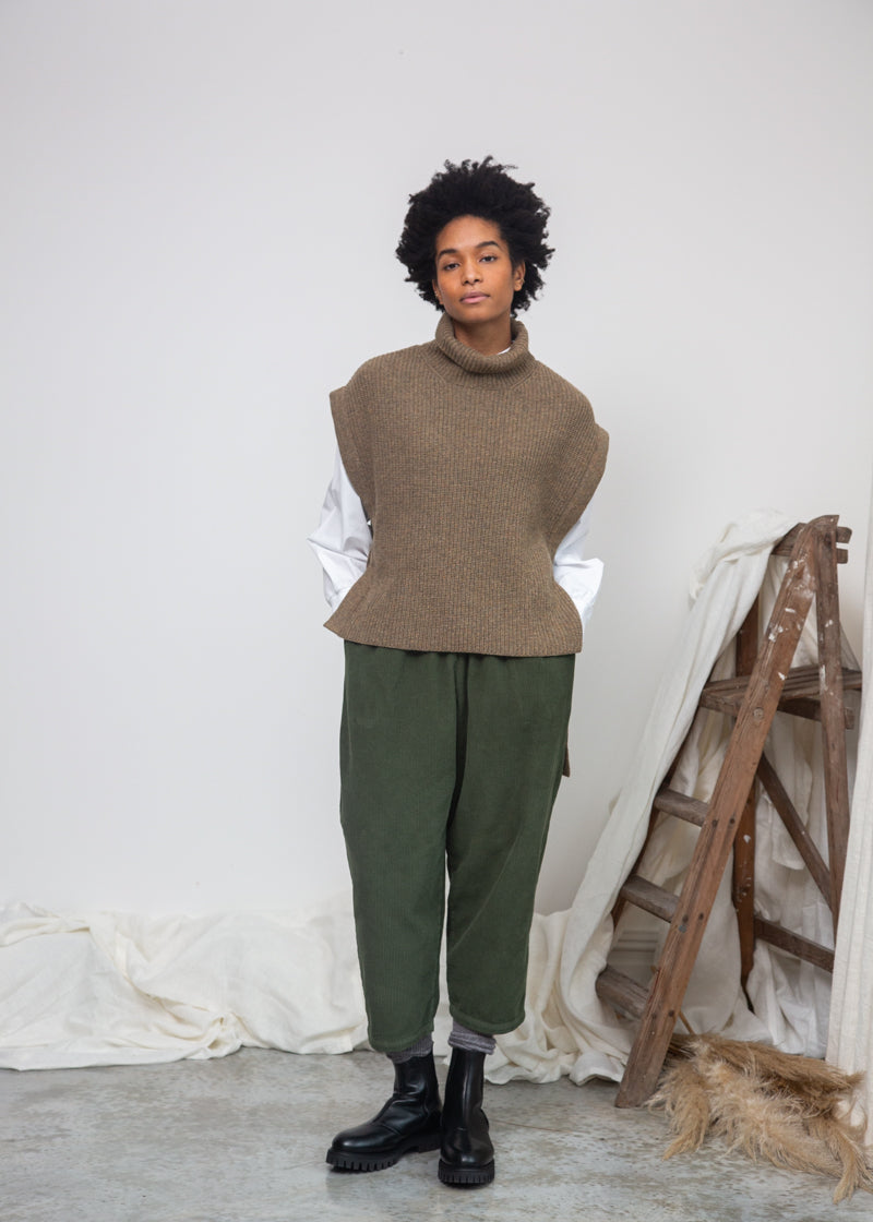 Kanon Recycled Wool Knitted Vest in Taupe Marl