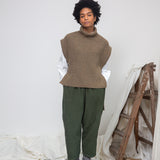 Kanon Recycled Wool Knitted Vest in Taupe Marl