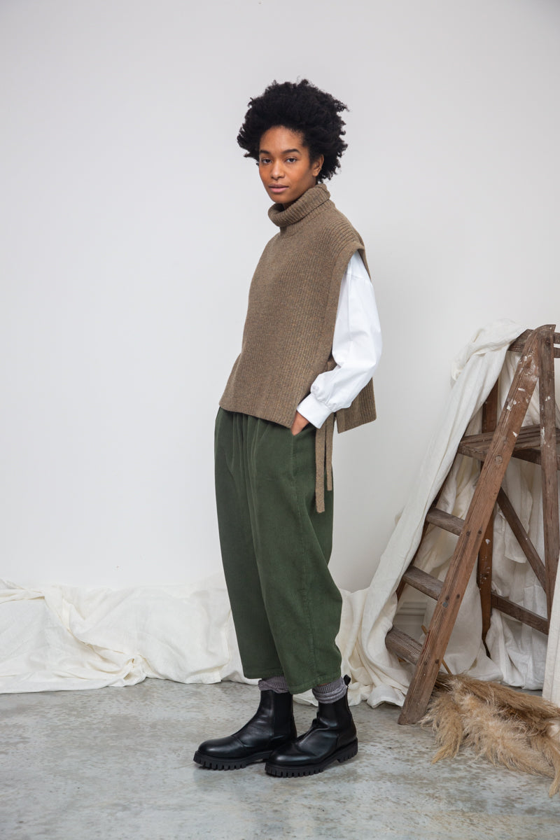 Kanon Recycled Wool Knitted Vest in Taupe Marl