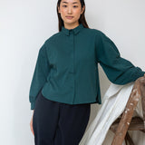 Konara Organic Cotton Jersey and Poplin Shirt in Pine