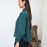 Konara Organic Cotton Jersey and Poplin Shirt in Pine